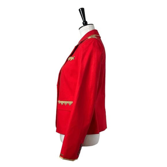Tommy Hilfiger Blazer Military Style 2 Button Red Gold Braiding Women’s Size 6 - Picture 5 of 16